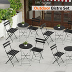 VINGLI Outdoor Folding Bistro Table and Chairs Set of 2, 3-Piece Bistro Set - Image 7