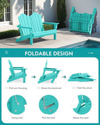 SERWALL Folding Adirondack Bench, HDPE All-Weather Adirondack Loveseat - Image 3