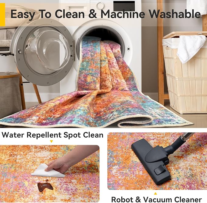RELEANY Washable Area Rugs 2'x3' Non-Slip Modern Abstract Soft - Image 5
