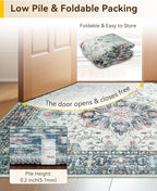 RELEANY Area Rugs 8'x10' Washable Non-Slip, Floral Vintage Distress Print - Image 6