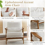 VINGLI Solid Wood Wide Armrests Accent Chair, Upholstered Mid Century Modern - Image 5