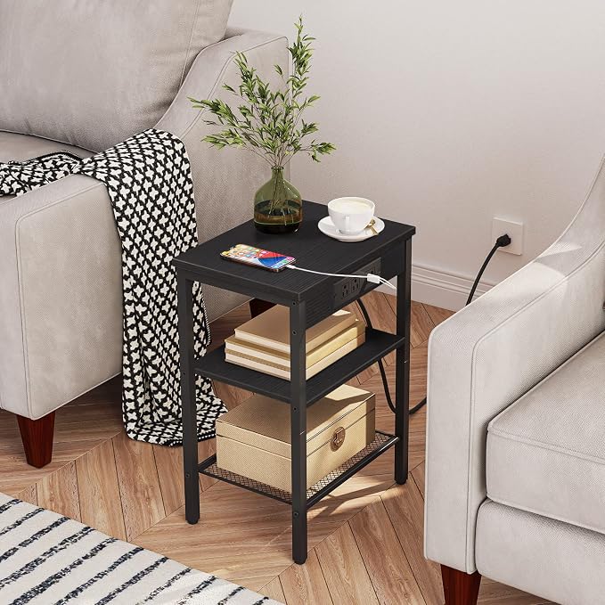 HOOBRO Side Table with Charging Station and USB Port, Small End Table - Image 5