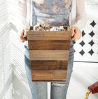 Small Wood Trash Can, Farmhouse Rectangular Garbage Can Waste Basket, Rustic - Image 3
