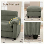 HAOMARKETS Corduroy 4-Piece Sofa Set, Upholstered Ottoman Set of 2 and Accent - Image 4