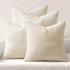 MIULEE Beige Throw Pillow Covers 20x20 Inch Set of 4 Boho Patchwork Cushion by MIULEE