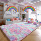 PAGISOFE Fluffy Vibrant Rainbow Rugs - Image 3