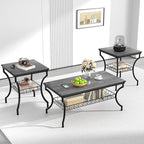 VECELO 3 Pieces Living Room Table Sets, Coffee and End Tables by VECELO