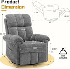 Korser Recliner Chair, Swivel Rocker Recliner Chair - Image 2