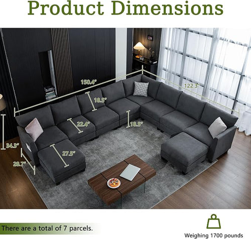 150.4" Large Sectional Couches for Living Room, 8 Seater L Shaped Modular - Image 2