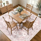 RELEANY Area Rugs Square 8ft Washable Non-Slip, Floral Vintage Distress Print - Image 2