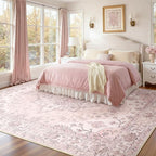 RELEANY Area Rugs 9'x12' Washable Non-Slip, Floral Vintage Distress Print - Image 2