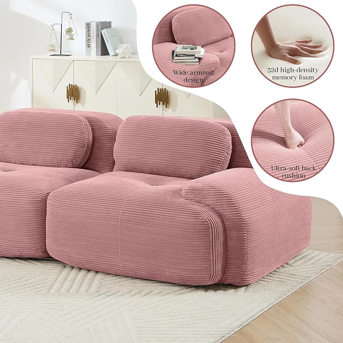Boneless Sectional Couch, No Assembly Required, 81.8” L Shaped Modular Cloud - Image 7