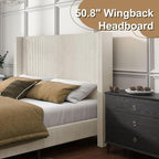 HOWE Queen Size Bed Frame with 50.8" Tall Wingback Headboard, Modern Corduroy - Image 5