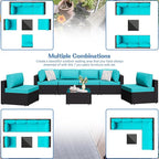 Shintenchi 7 Pieces Outdoor Patio Sectional Sofa Couch, PE Wicker Furniture - Image 4