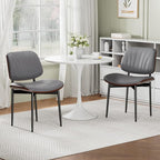 REONEY Dining Chairs Set of 8, Mid-Century Modern Upholstered PU Leather Chairs - Image 8