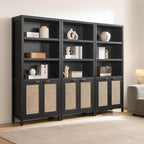 SICOTAS Bookcase 71" Tall Bookshelf 5 Tier Rattan Boho Bookcase - Image 7