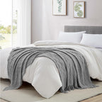 BOURINA Light Grey Throw Blanket 50 x70 Inches Jacquard Argyle Throw Textured - Image 4