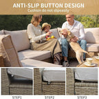 Jing's Villa 7-Piece Outdoor Patio Furniture Set, Ratten Conversation Sectional - Image 6