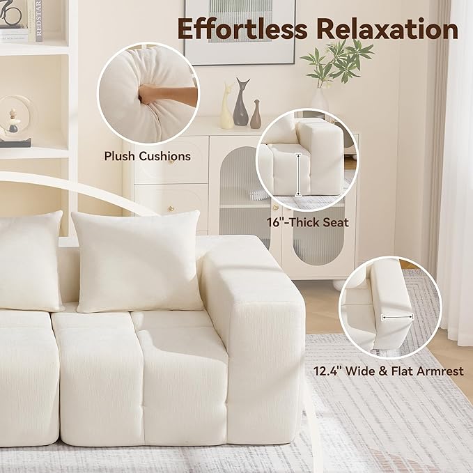 160" Oversized 6 Seater Boneless Couch, Comfy Cloud Modular Sectional Sofa - Image 5