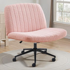 OLIXIS Criss Cross Chair with Wheels Wide Cross Legged Office Desk Vanity Chair by OLIXIS