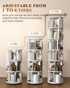 4-Tier Solid Wood Rotating Bookshelf on Wheels, 360° Spinning Book Shelf Tower - Image 4