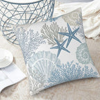 Nautical Coastal Beach Pillow Covers 18x18 Set of 2, Ocean Themed Seashell - Image 4