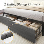 Lifezone Full Bed Frame with 2-Tier Storage Headboard, Metal Bed Frame with - Image 6