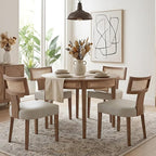 HNY Mid Century Modern Rattan Dining Chairs Set of 2, Farmhouse PU Leather - Image 7