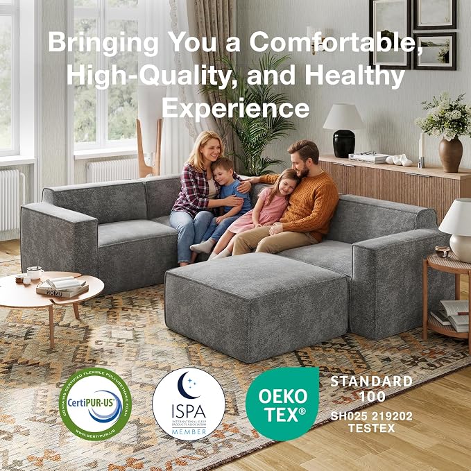 Novilla 151.2" Modular Sectional Sofa, No Assembly Cloud Sectional Couch - Image 12