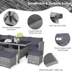 Tangkula 7 Pieces Patio Furniture Set, Outdoor Sectional Rattan Dining Sofa Set - Image 6