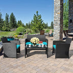 Tangkula 8 Pieces Patio Wicker Conversation Furniture Set, Patiojoy Sofa & - Image 4