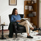 Modern Accent Chair Set of 2, Mid-Century PU Leather Armchair - Image 4