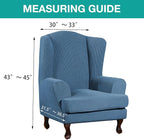 Turquoize Wingback Chair Covers 2 Piece Wing Chair Slipcover Stretch Slipcovers - Image 5
