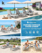 KINGYES HDPE Lounge Chair Outdoor Set of 2, Patio Chaise Lounge Recliner - Image 8