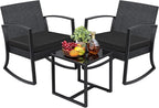 Greesum 3 Pieces Outdoor Furniture Set Patio Bistro Rocking Chairs by BuynowfromGreesum
