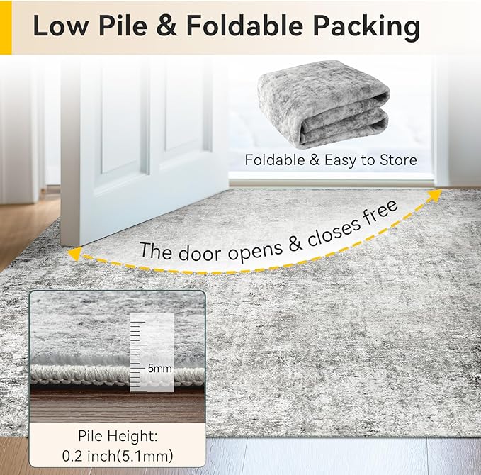 RELEANY Washable Area Rugs 2'x6' Non-Slip Modern Abstract Soft - Image 6