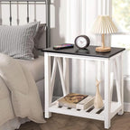 Farmhouse End Side Table Wood Frame Narrow Side Table - Image 4