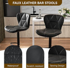 Nalupatio Modern Bar Stools Set of 3, Adjustable Faux Leather Upholstered - Image 4
