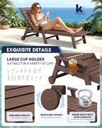 KINGYES HDPE Lounge Chair Outdoor Set of 2, Patio Chaise Lounge Recliner - Image 4