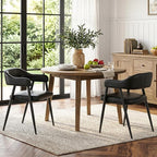 HNY Modern Dining Room Arm Chairs Set of 2, Retro Faux Leather Upholstered by HNY