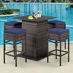 Tangkula 5 Piece Outdoor Rattan Bar Set, Patio Bar Furniture - Image 2