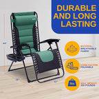 SereneLife Oversized Padded Zero Gravity Lounge Chair, Foldable Outdoor Patio - Image 3
