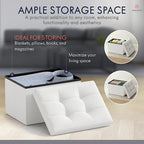 Ornavo Home Small Storage Ottoman, Foldable Collapsible Rectangle Linen Ottoman - Image 4