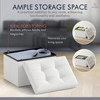 Ornavo Home Small Storage Ottoman Foldable Collapsible Rectangle Linen Ottoman - Image 4