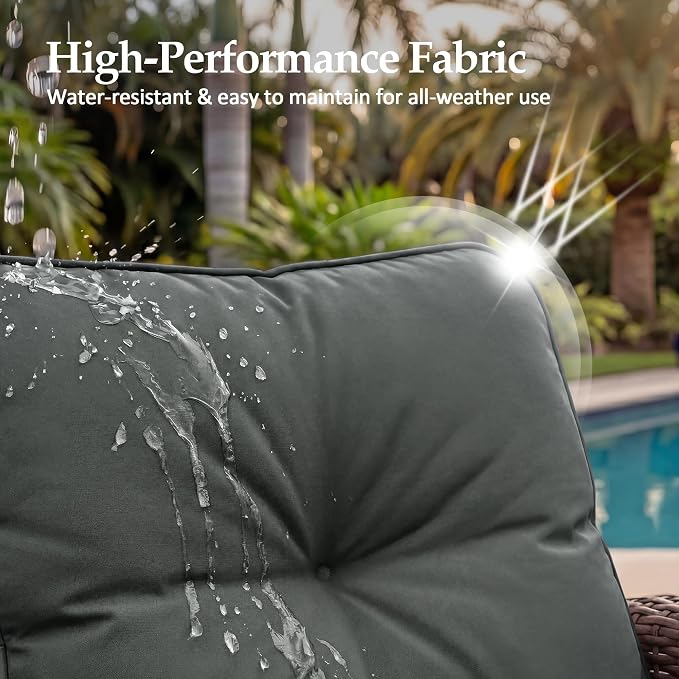 UPHA 5 Pieces Patio Furniture Sets, Wicker Outdoor 3-Seat Sofa Set - Image 6