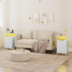 Vagusicc Night Stand with Charging Station, LED Nightstand - Image 5
