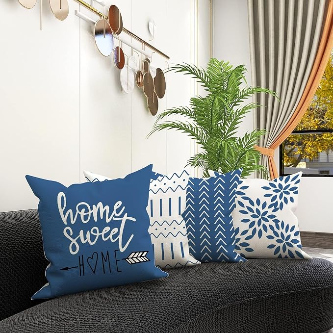 YCOLL Pillow Covers 18x18 Set of 4, Modern Sofa Throw Pillow Cover, Decorative - Image 6