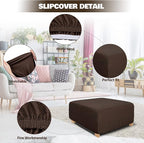 NeColorLife Rectangle Ottoman Cover Jacquard Fabric Ottoman Slipcover Thick - Image 2