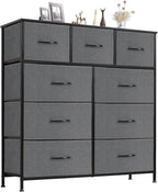 Sweetcrispy 9 Drawer Fabric Dresser Tall Chest Storage Organizer Tower by Sweetcrispy