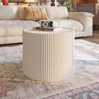 SSLine Round Drum Coffee Table Modern Sintered Stone Top Side End Table in - Image 4